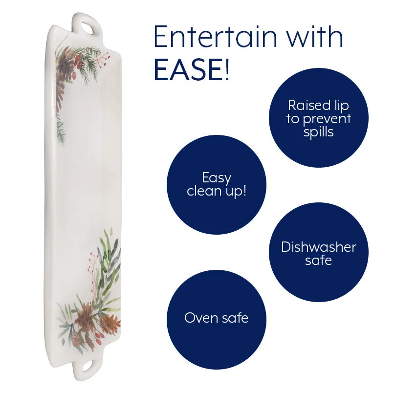 Christmas Greenery Ceramic Platter (Case of 4)