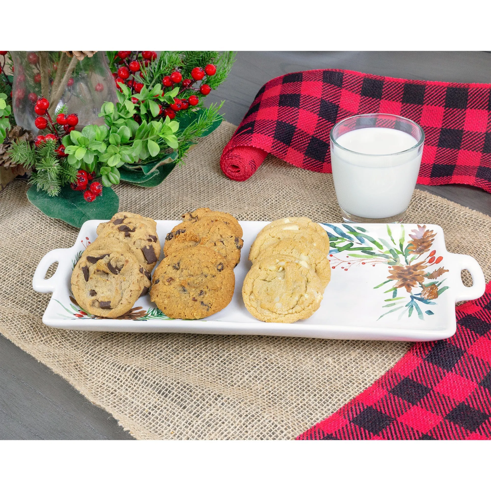 Christmas Greenery Ceramic Platter (Case of 4)