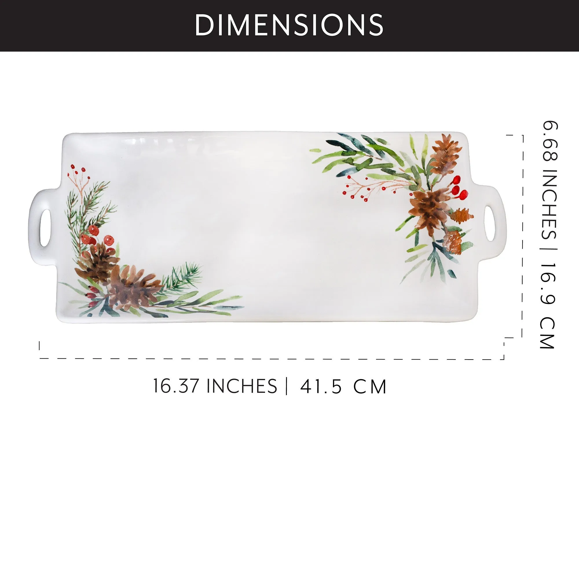 Christmas Greenery Ceramic Platter (Case of 4)