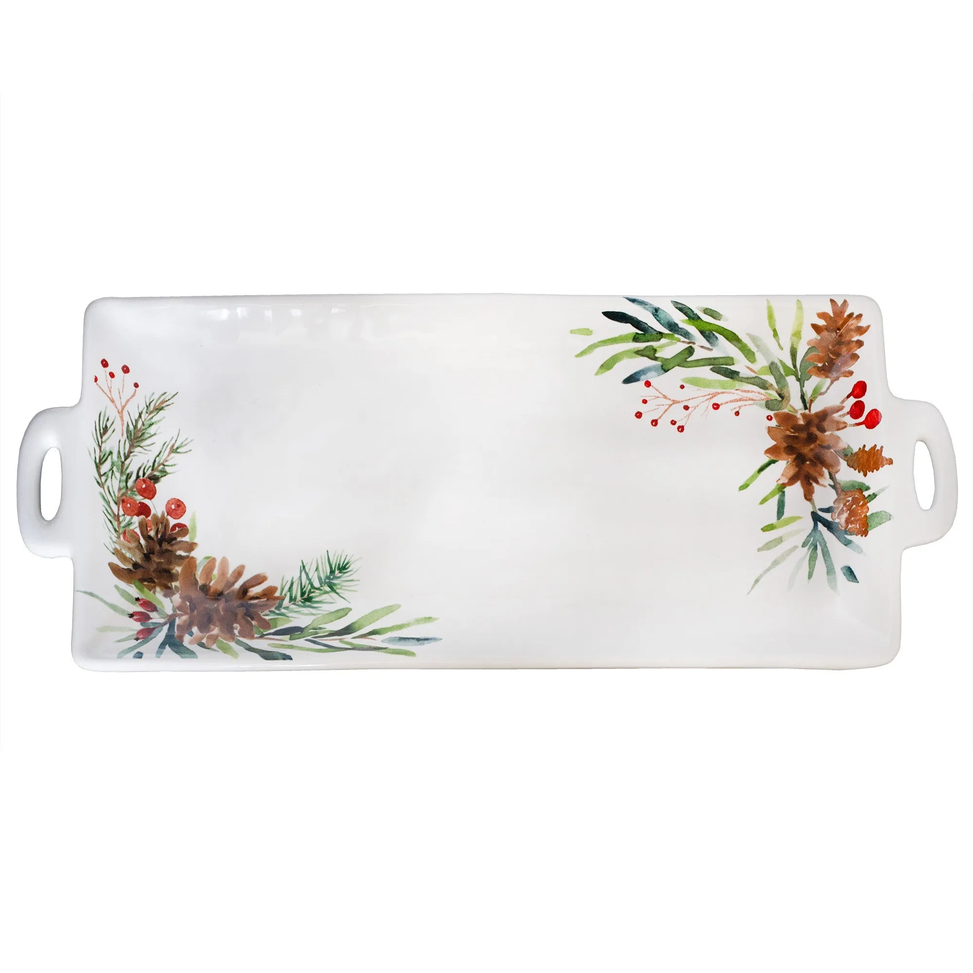 Christmas Greenery Ceramic Platter (Case of 4)