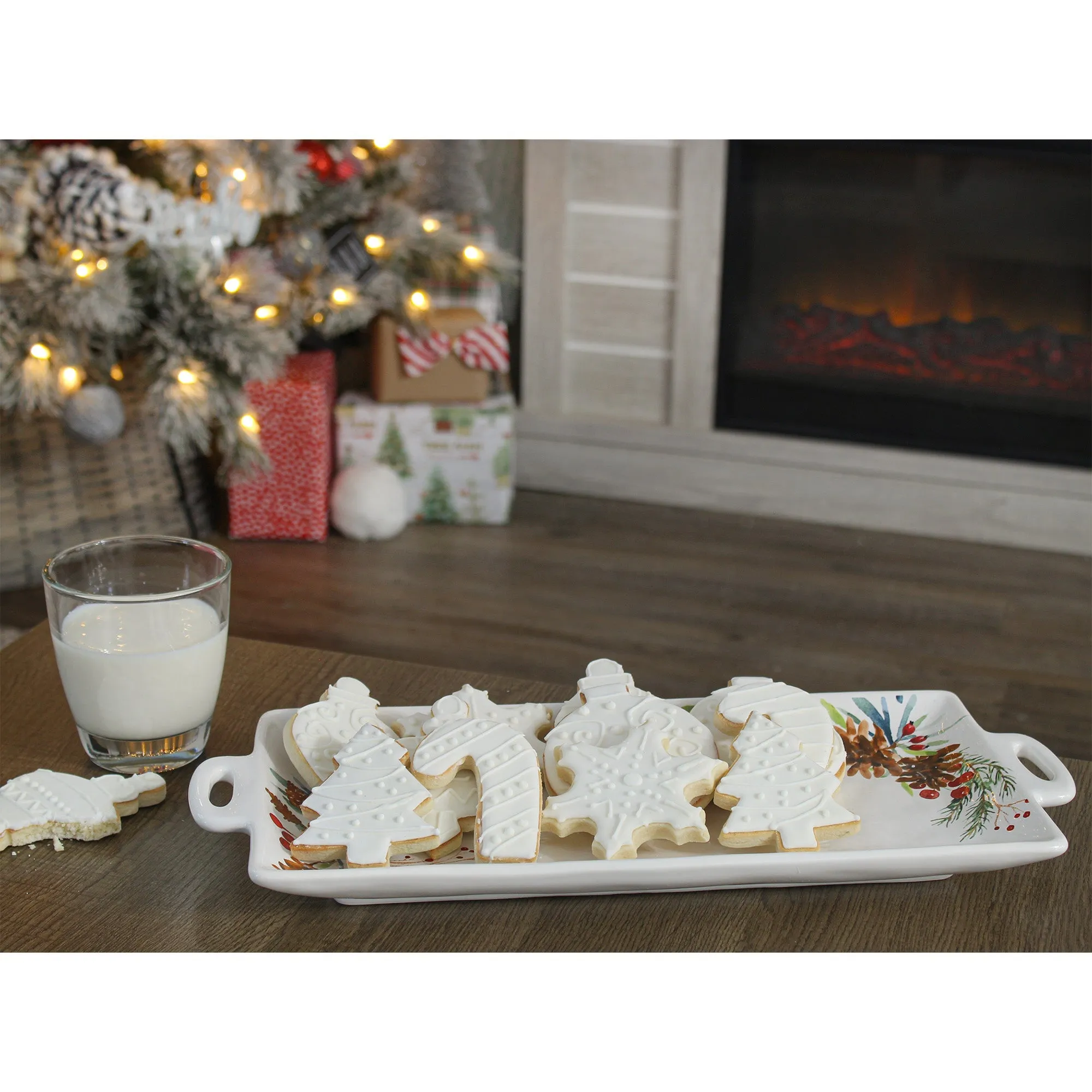 Christmas Greenery Ceramic Platter (Case of 4)