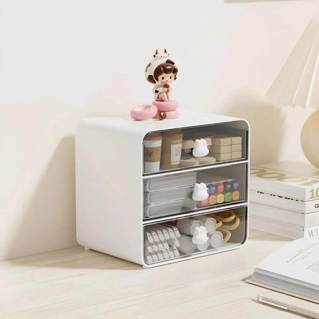 Clear Acrylic Desk Organizer with 3 Pull-Out Drawers