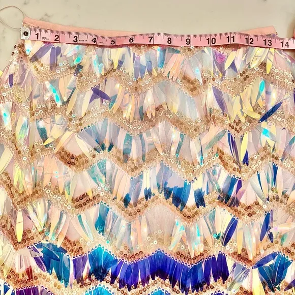 Cloud Ten Pink Iridescent Fringe Mini Skirt