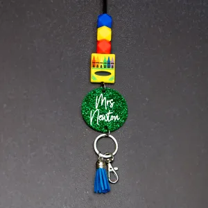 Crayon Box Glitter Acrylic Lanyard