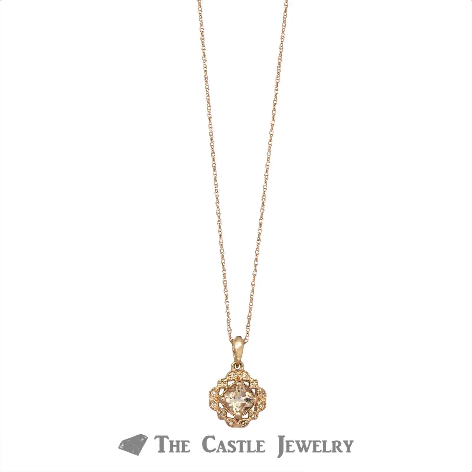 Cushion Cut Morganite Necklace in Rose Gold