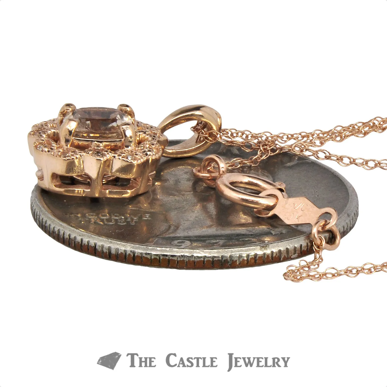 Cushion Cut Morganite Necklace in Rose Gold