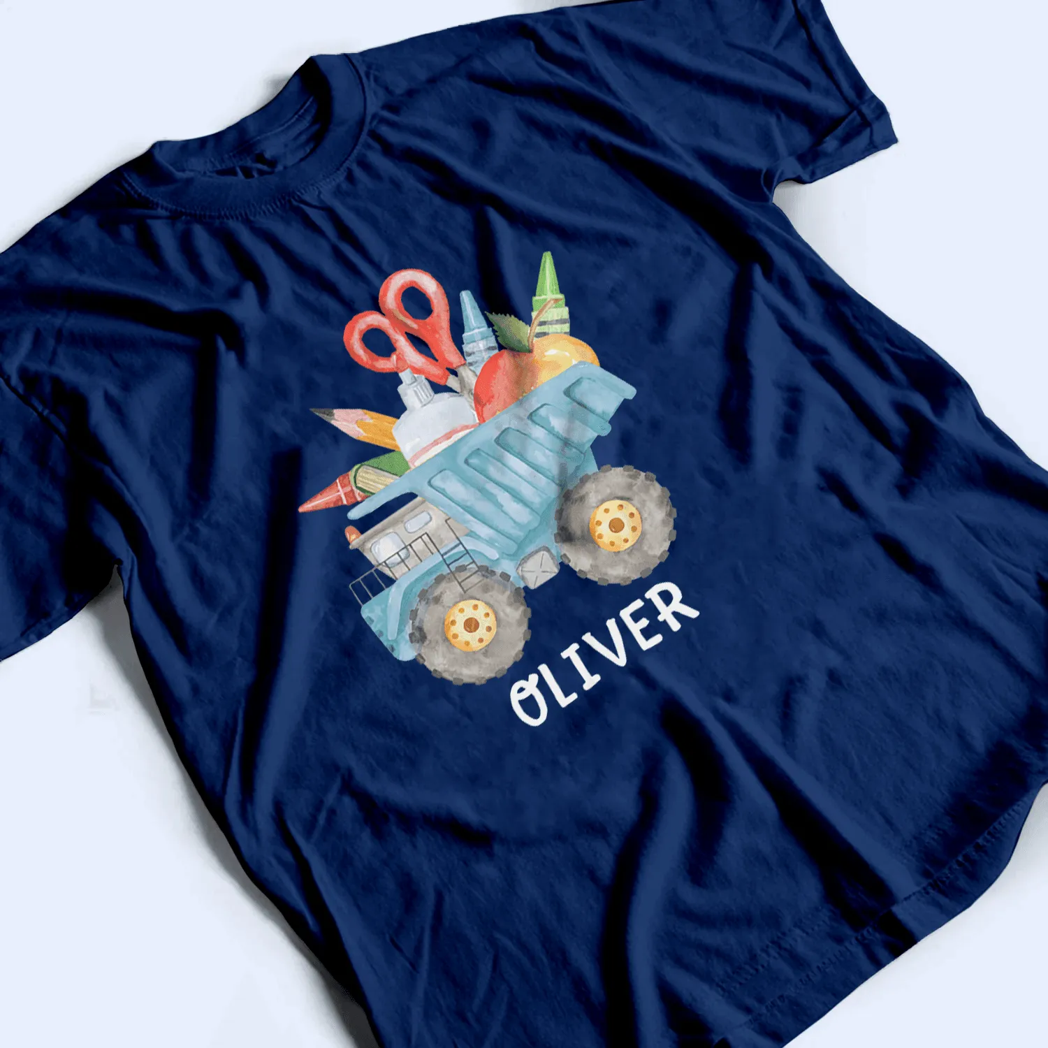 Custom Youth T Shirt, Personalized Back to School Crayon Truck - First Day Of School, Loving, Funny Gift for Kids | Kindergarten, Pre-K, Preschool
