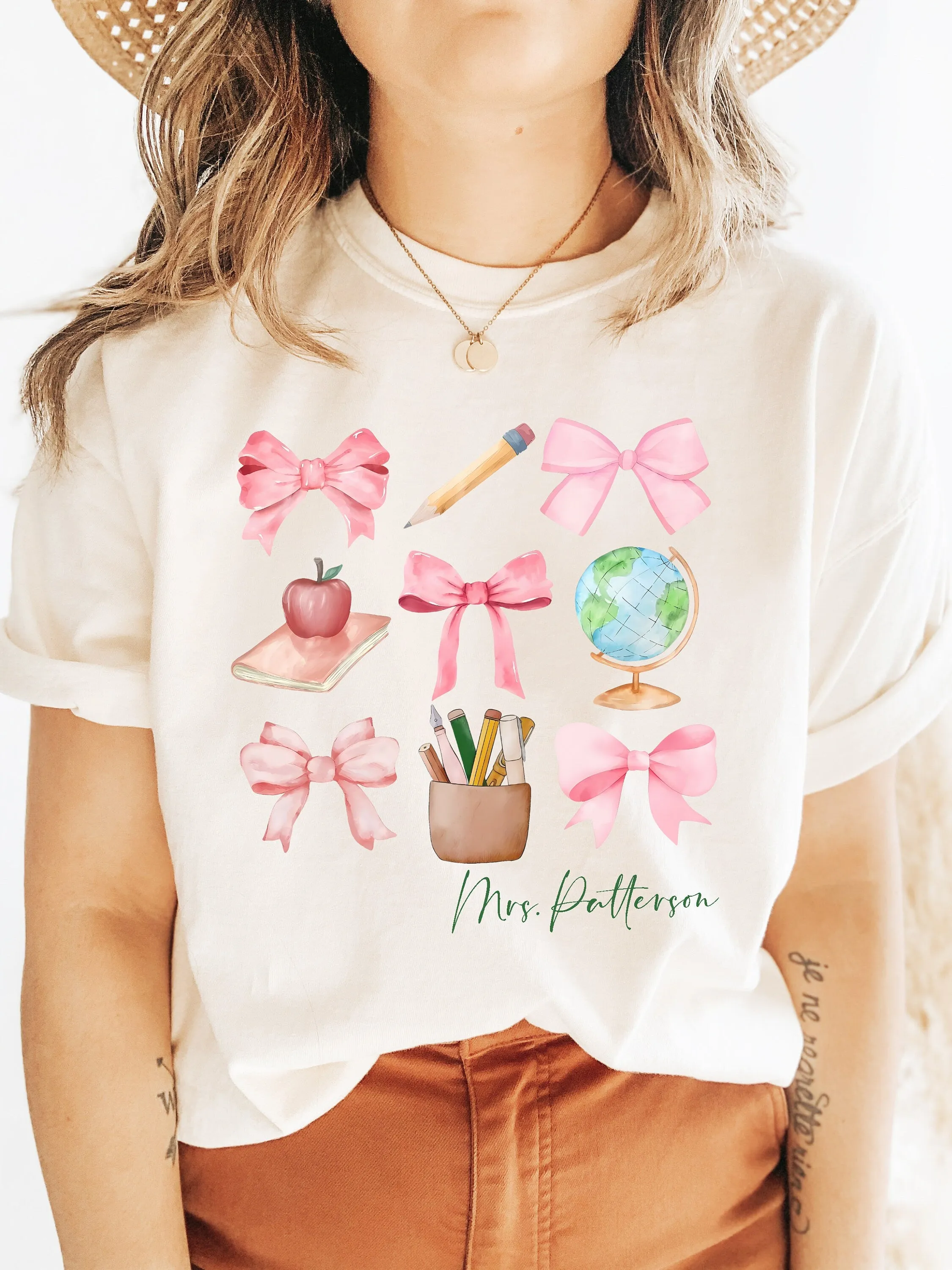 Customized 5 Bow Teacher T-Shirt