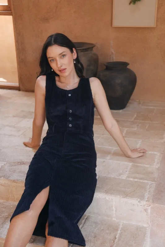 Darcy Pinafore Dress - Navy Corduroy
