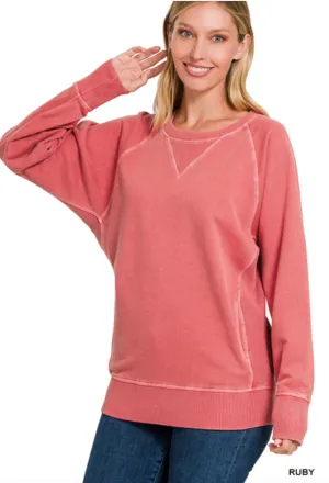 *Deals & Steals* French Terry Pullover With Pockets-Multiple Colors Available