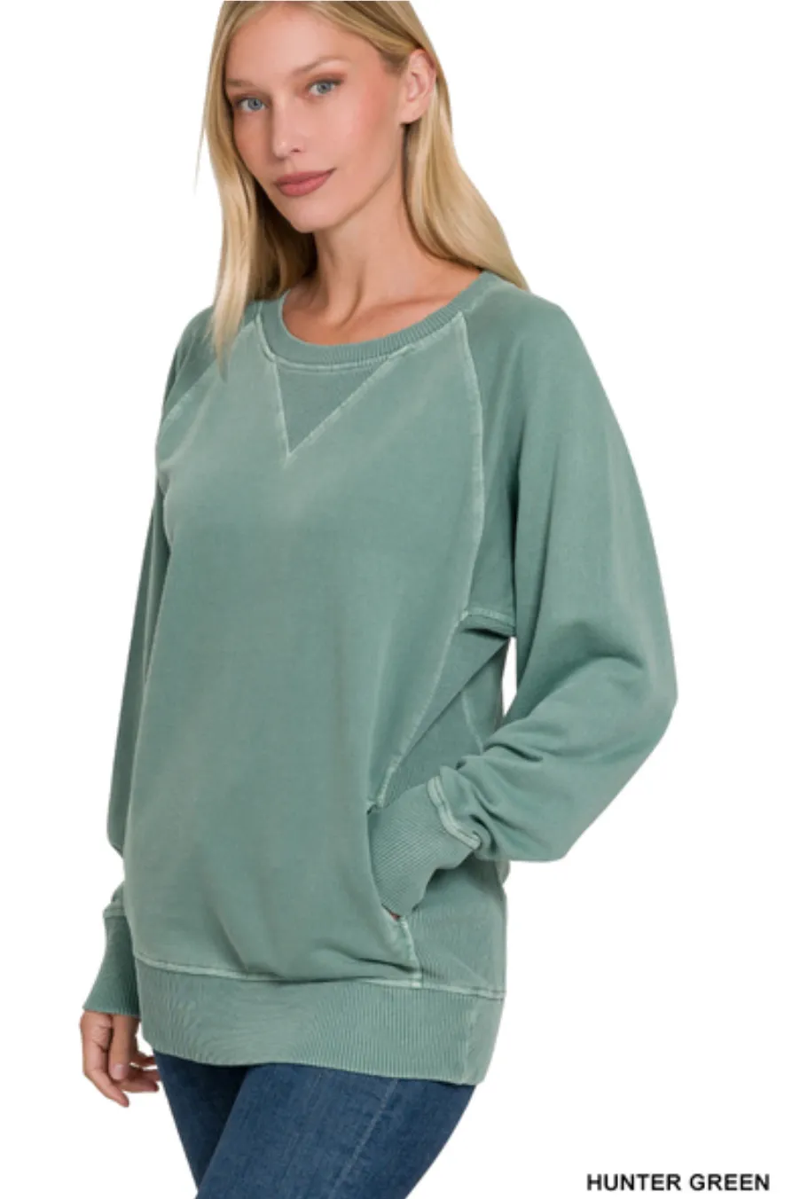 *Deals & Steals* French Terry Pullover With Pockets-Multiple Colors Available