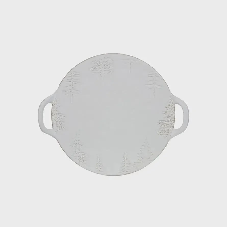 DEBOSSED STONEWARE PLATTER W/ TREES