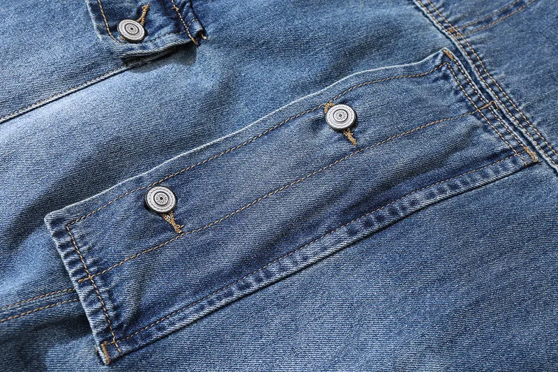 Distressed Denim Overall with Multiple Pockets