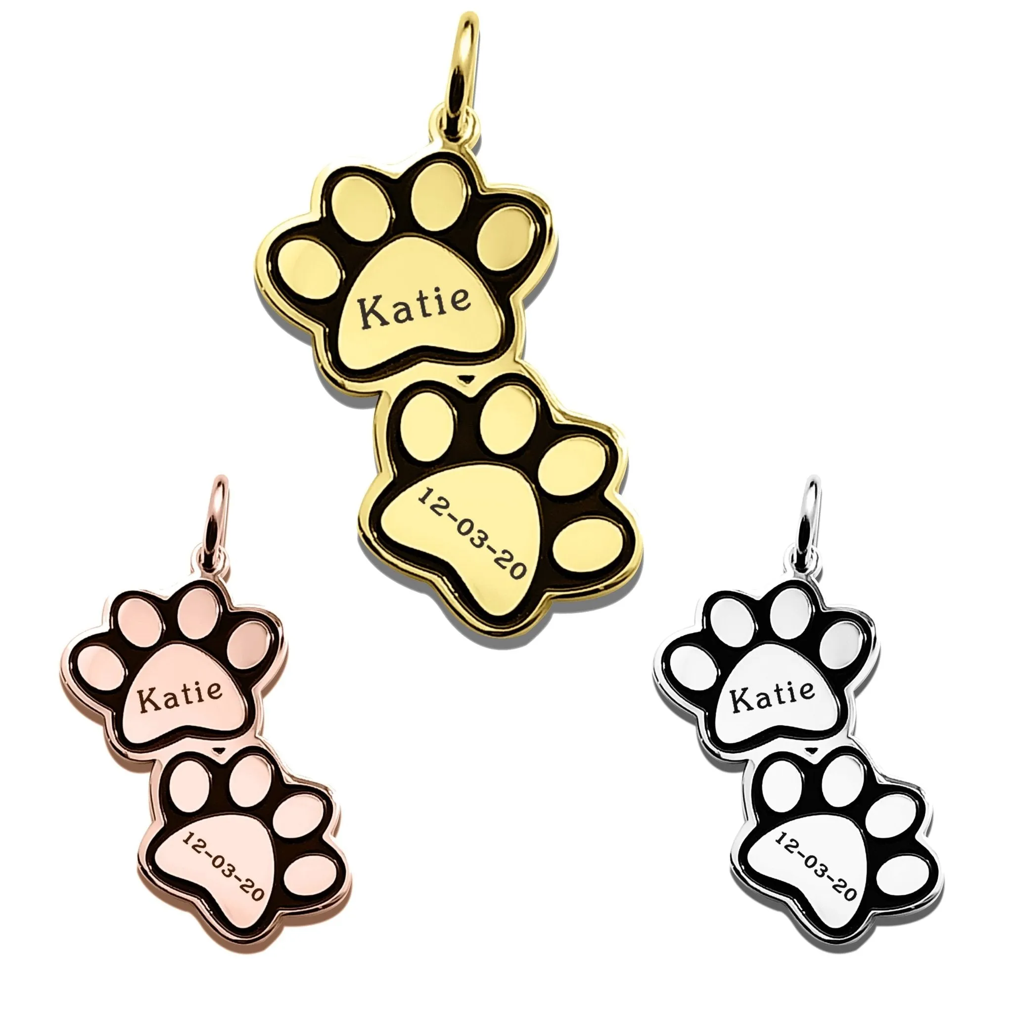 Double Paw Prints Charm for Keyring