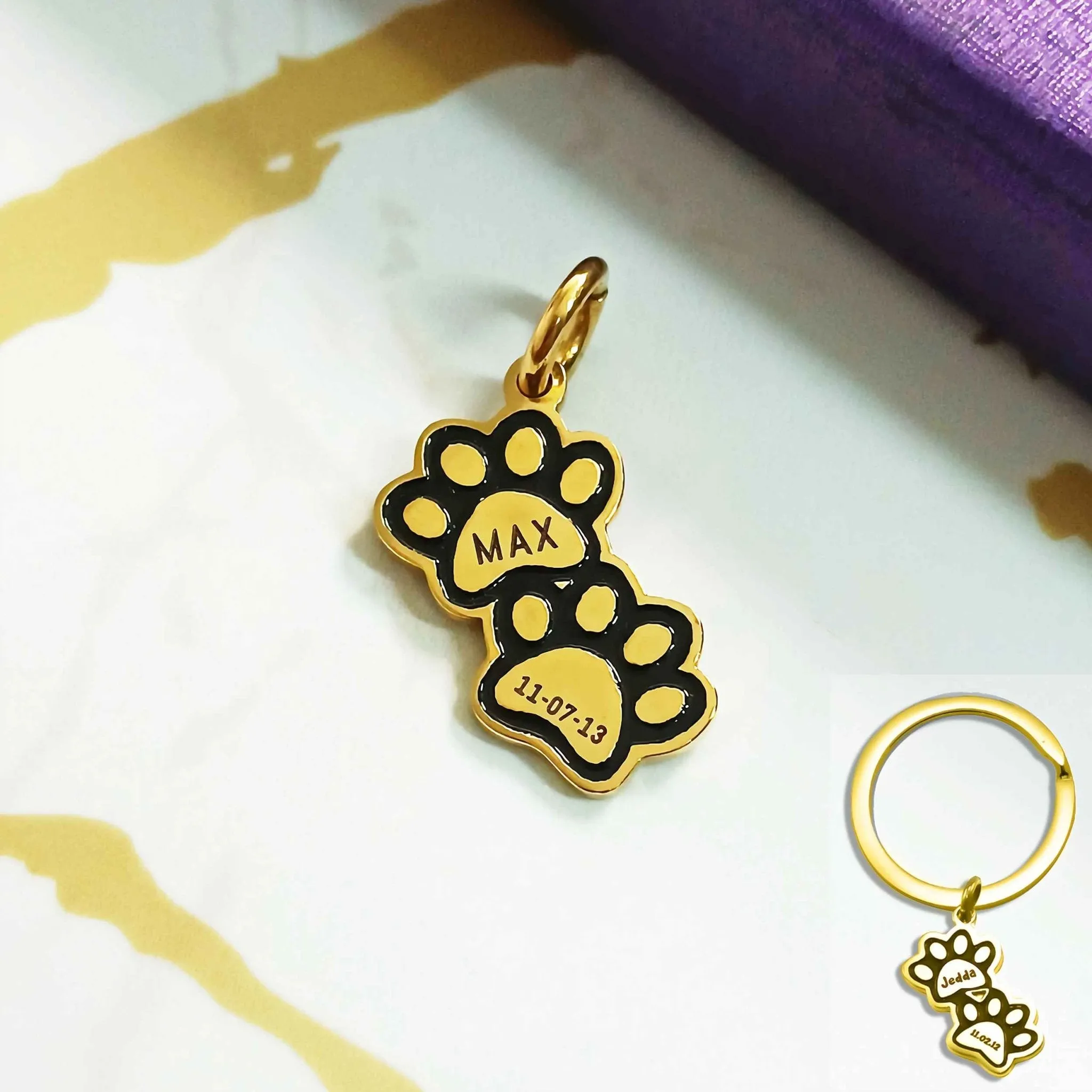 Double Paw Prints Charm for Keyring