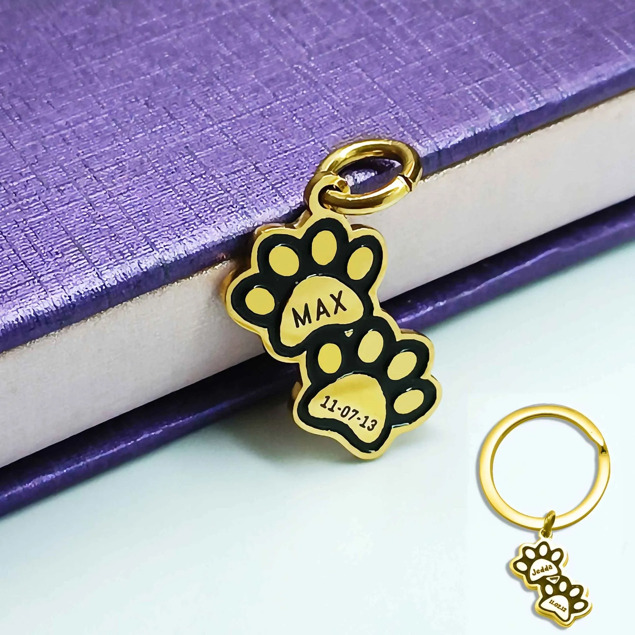 Double Paw Prints Charm for Keyring