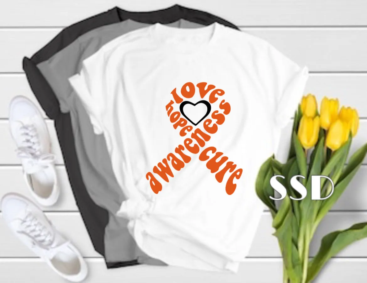 *DTF* Love Hope Orange Ribbon Transfer