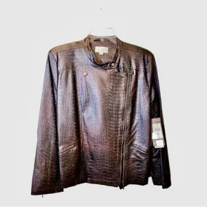 Erin London Women’s Faux Leather Snake Print Motorcycle Jacket