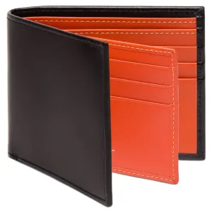 Ettinger Sterling Collection Billfold with 12 Credit Card Slips, Black and Orange