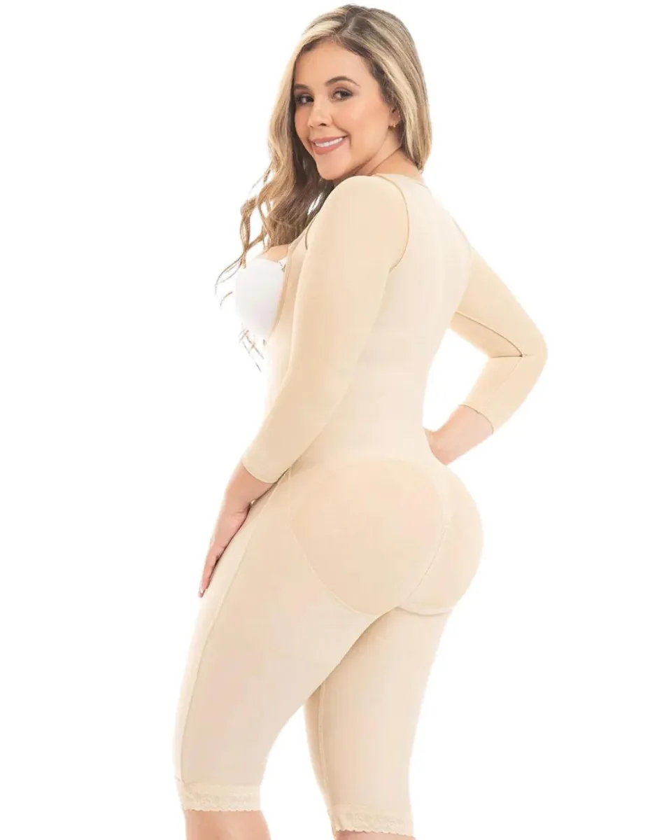 Fajas M & D Faja Colombiana Post Surgery & Daily Use Knee Length Shapewear with Sleeves