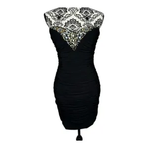 Faviana New York Formal Beaded Prom Evening Black Dress Size 8