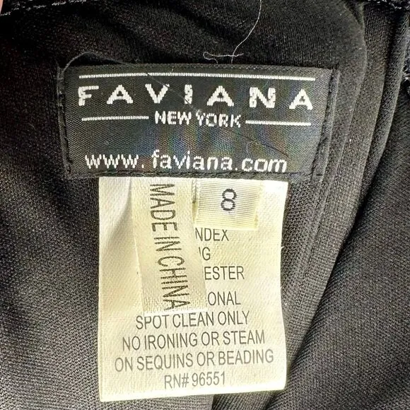 Faviana New York Formal Beaded Prom Evening Black Dress Size 8