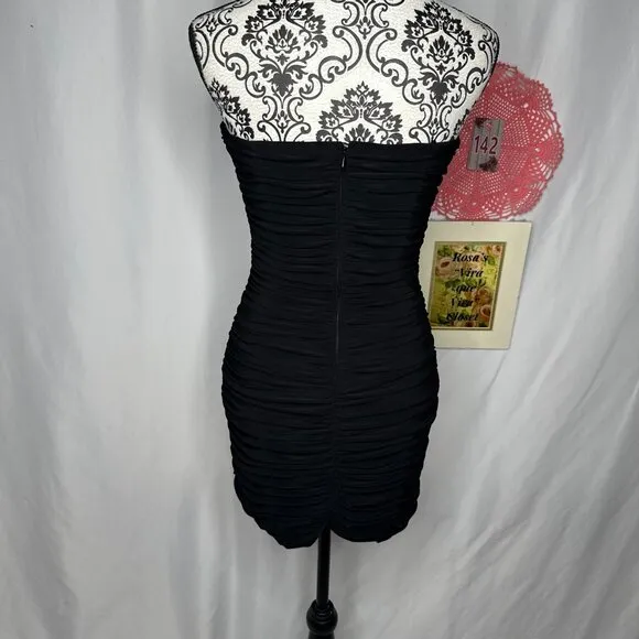 Faviana New York Formal Beaded Prom Evening Black Dress Size 8