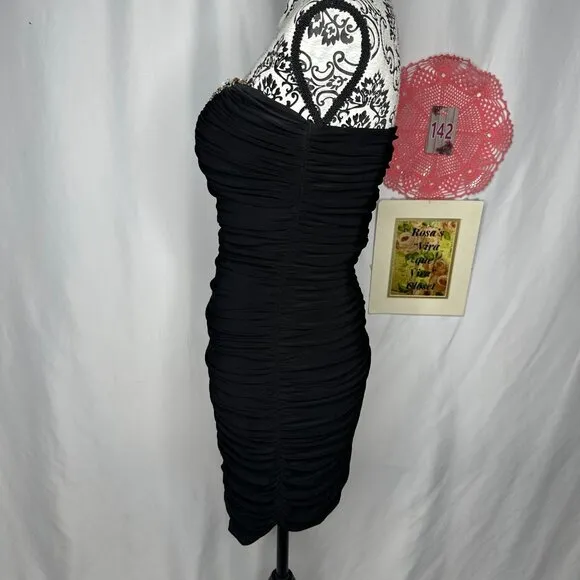 Faviana New York Formal Beaded Prom Evening Black Dress Size 8