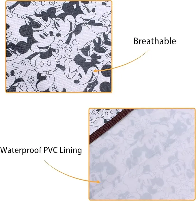 FINEX Mickey Mouse and Minnie Mouse Picnic Blanket Mat for Camping Hiking Outdoor Concert Travel Large Foldable Portable Reusable Black & White
