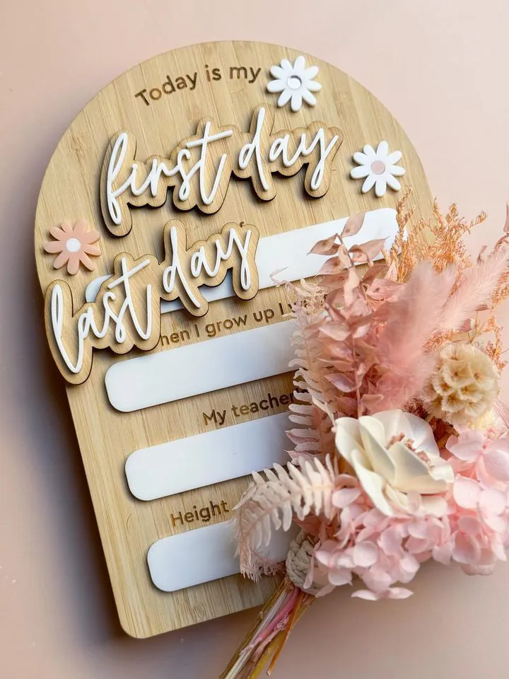 First Day/ Last Day Arch Photo Board | Peach Daisy Dream