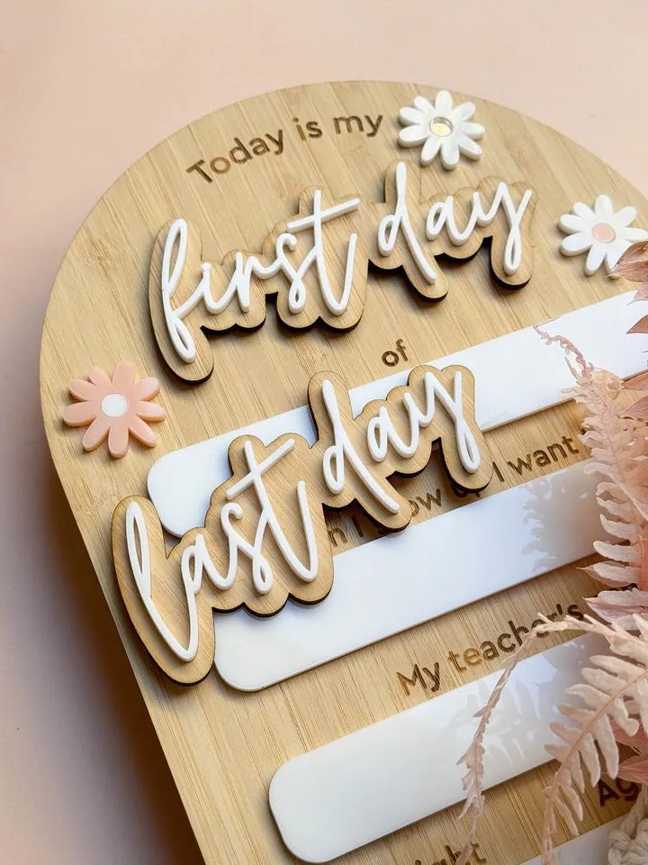 First Day/ Last Day Arch Photo Board | Peach Daisy Dream