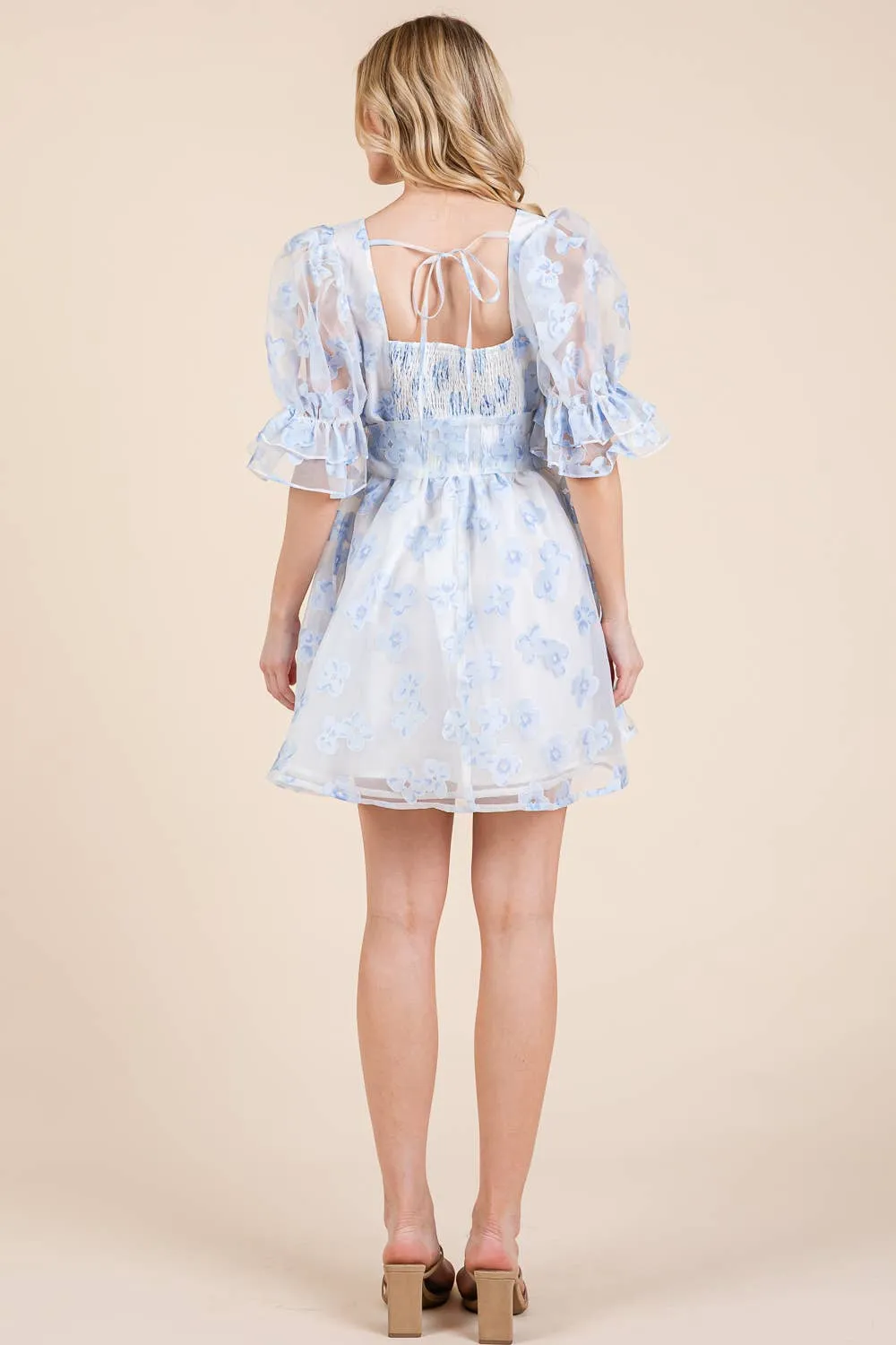 Floral Organza Fit & Flare Mini Dress, MD51584.