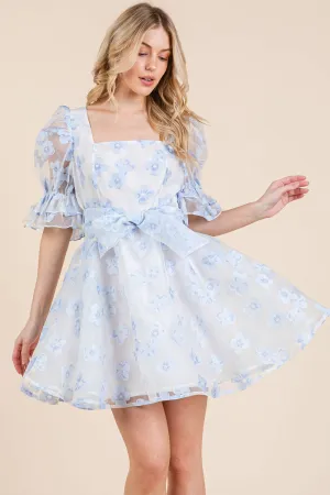 Floral Organza Fit & Flare Mini Dress, MD51584.