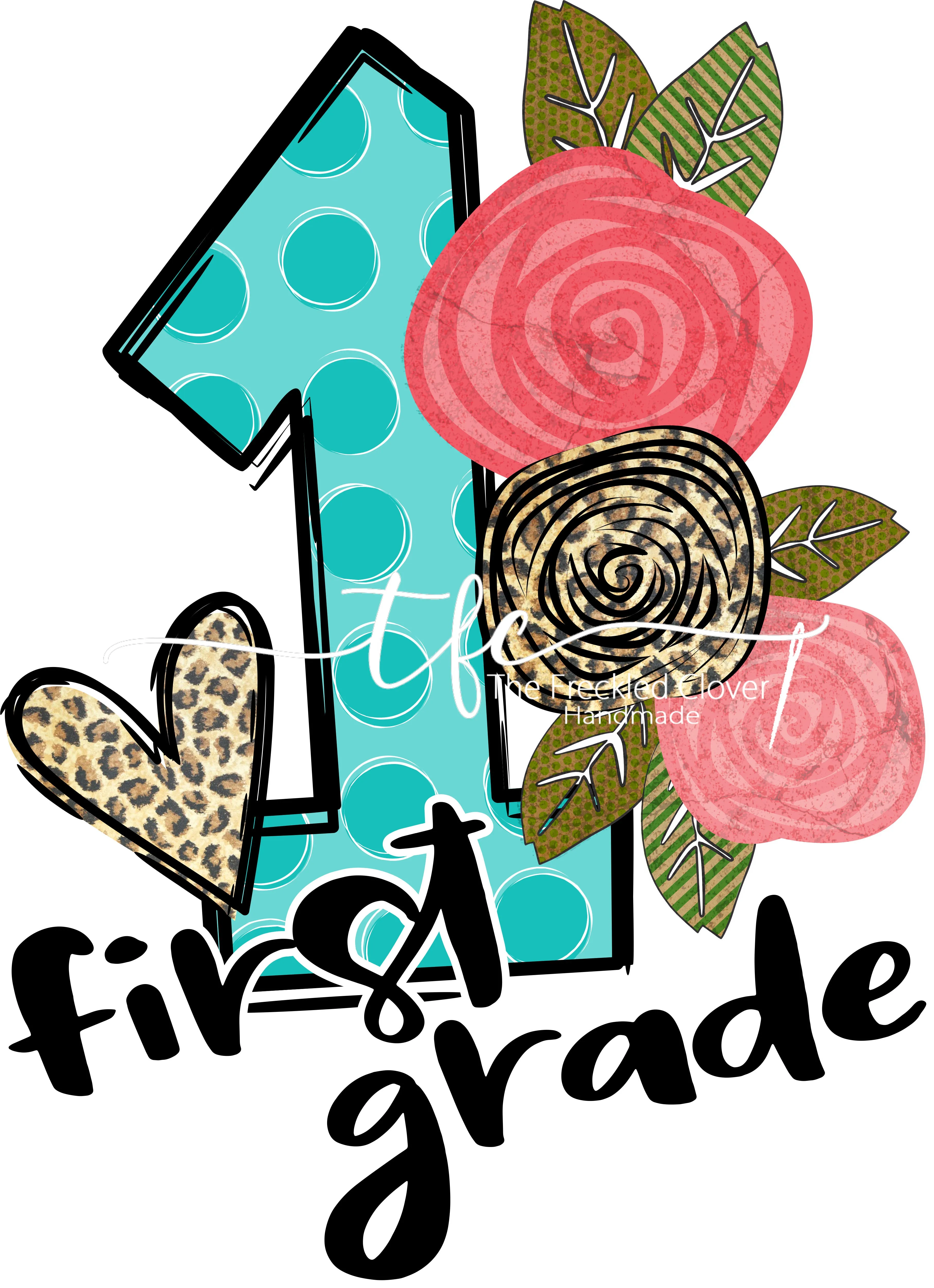 {Floral Polka Dot} grade level tee