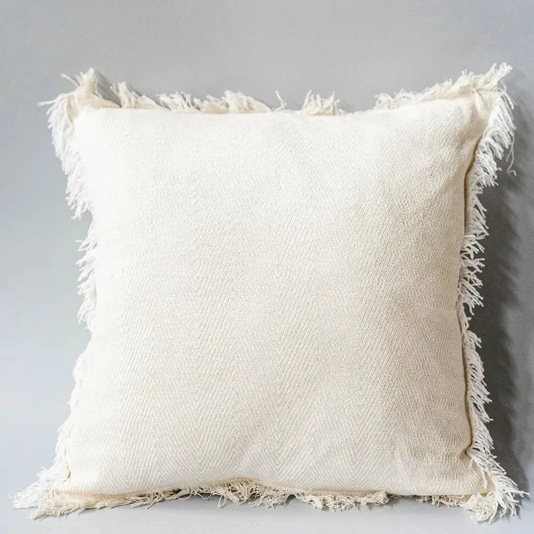 Forpost Trade Inc. | Cream Cotton Pillow with Frayed Edges