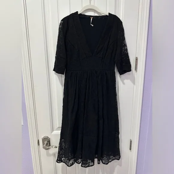 Free People | Free People Mountain Laurel Lace Crochet Dress | Size: 8 Black