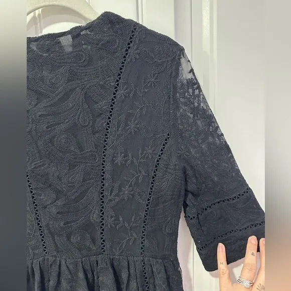 Free People | Free People Mountain Laurel Lace Crochet Dress | Size: 8 Black