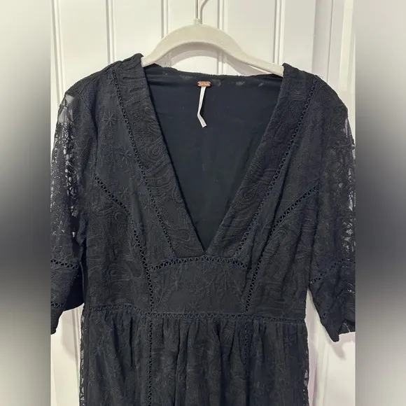 Free People | Free People Mountain Laurel Lace Crochet Dress | Size: 8 Black