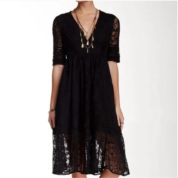 Free People | Free People Mountain Laurel Lace Crochet Dress | Size: 8 Black