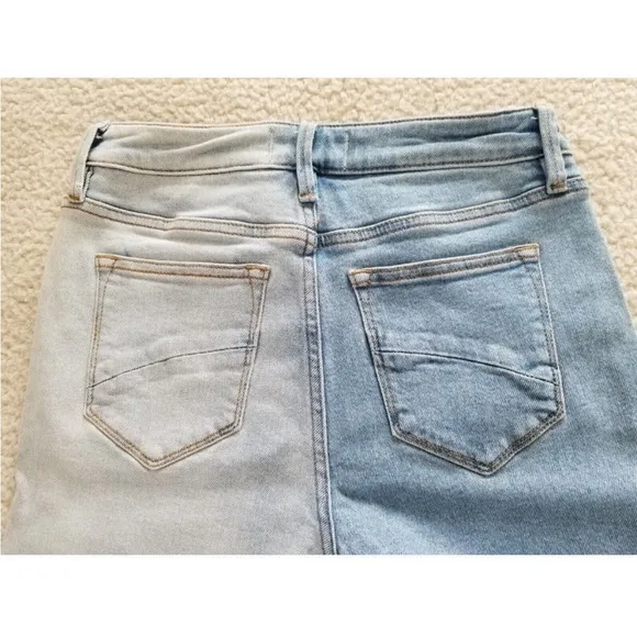 Free People x Driftwood Two Tone Colorblock Straight Leg Mom Jeans