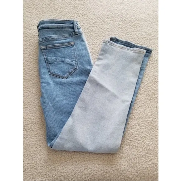 Free People x Driftwood Two Tone Colorblock Straight Leg Mom Jeans
