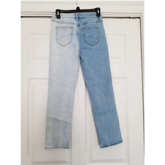 Free People x Driftwood Two Tone Colorblock Straight Leg Mom Jeans