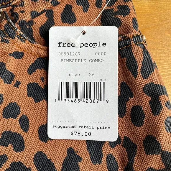 FREE PEOPLE Zip It Up Leopard Cheetah Printed Mini Skirt Size 26 NWT