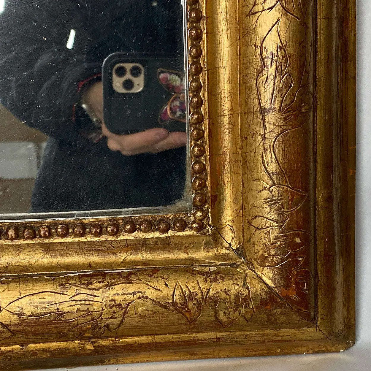 French Louis Philippe Gilt Gesso Arched Wall Mirror