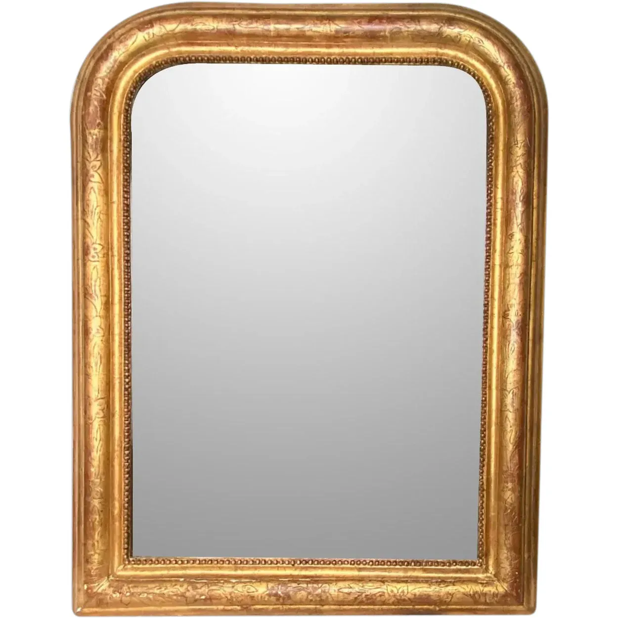 French Louis Philippe Gilt Gesso Arched Wall Mirror