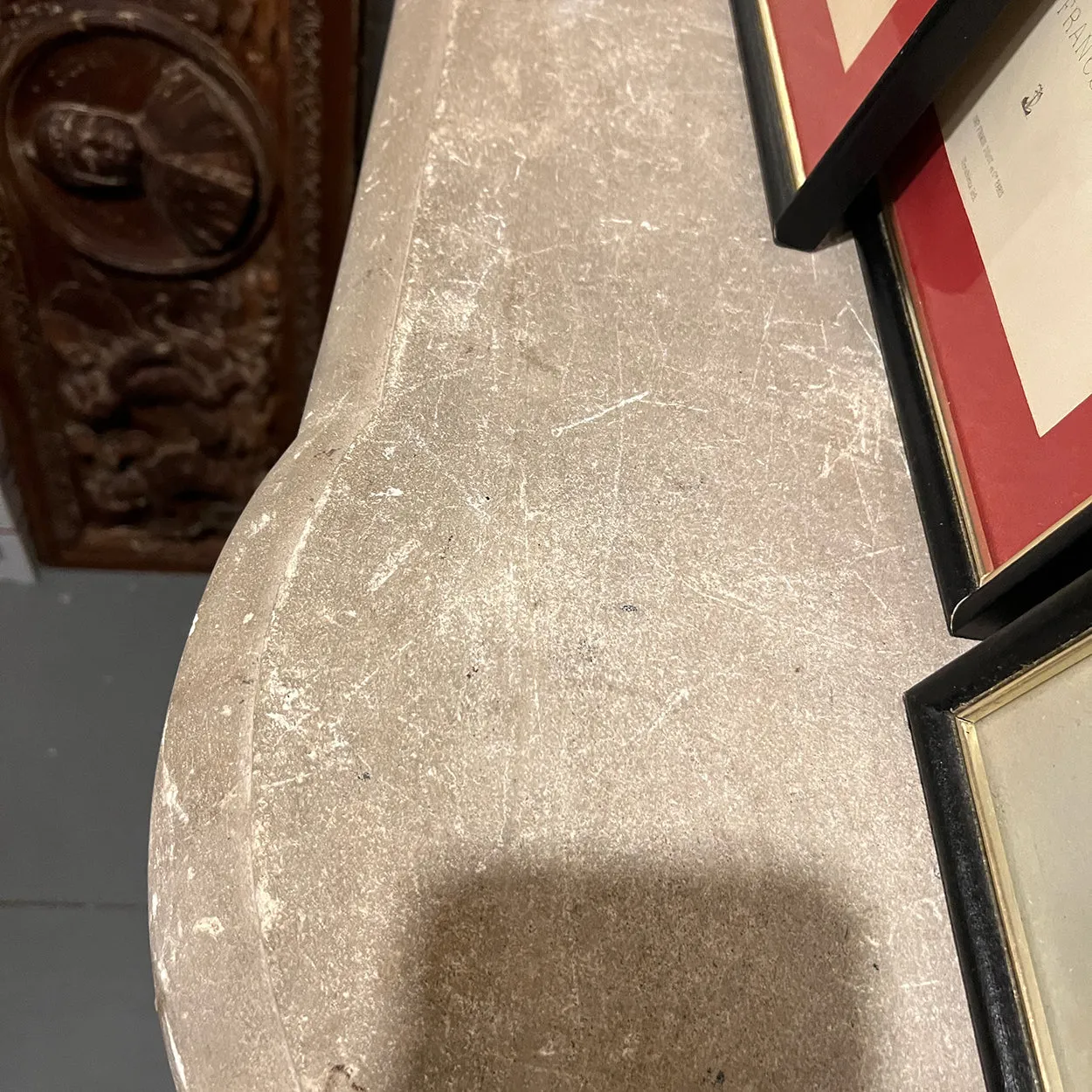 French Provincial Louis XV Style Limestone Fireplace Surround