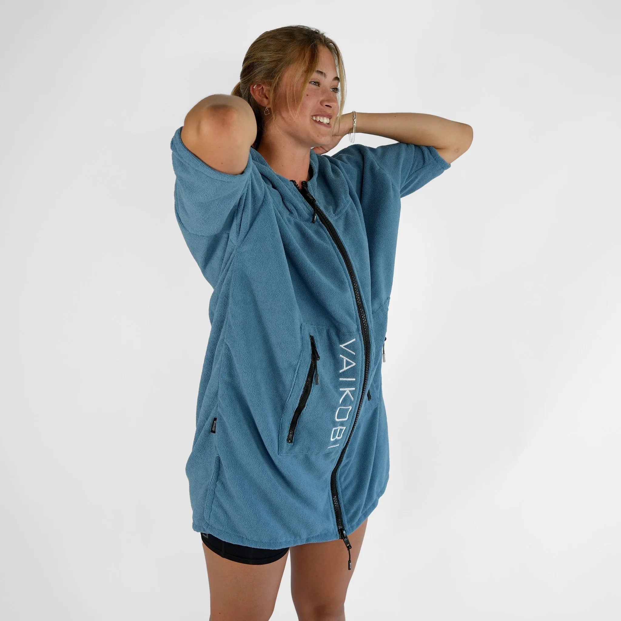 Full Zip Hooded Towel - Ocean Blue