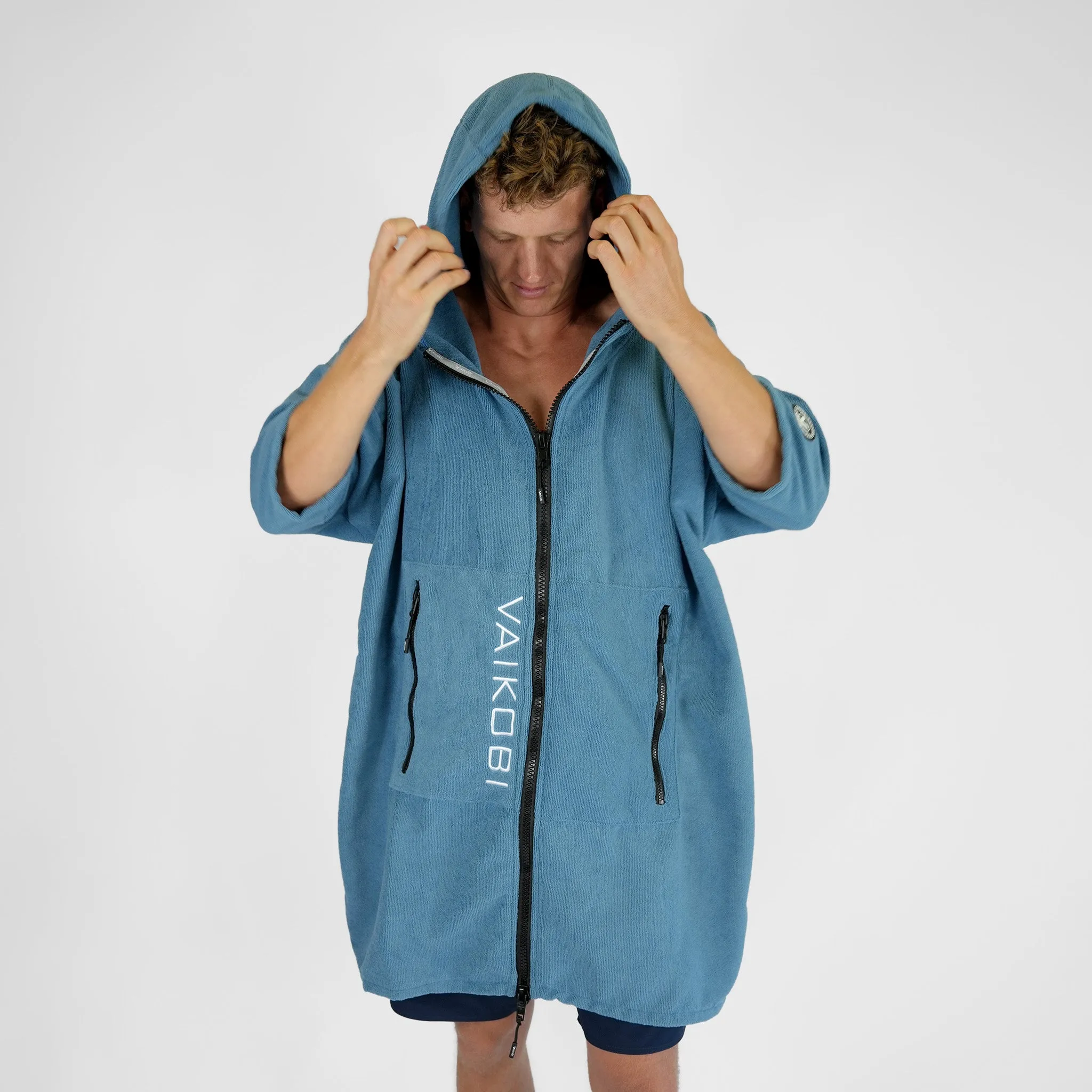 Full Zip Hooded Towel - Ocean Blue