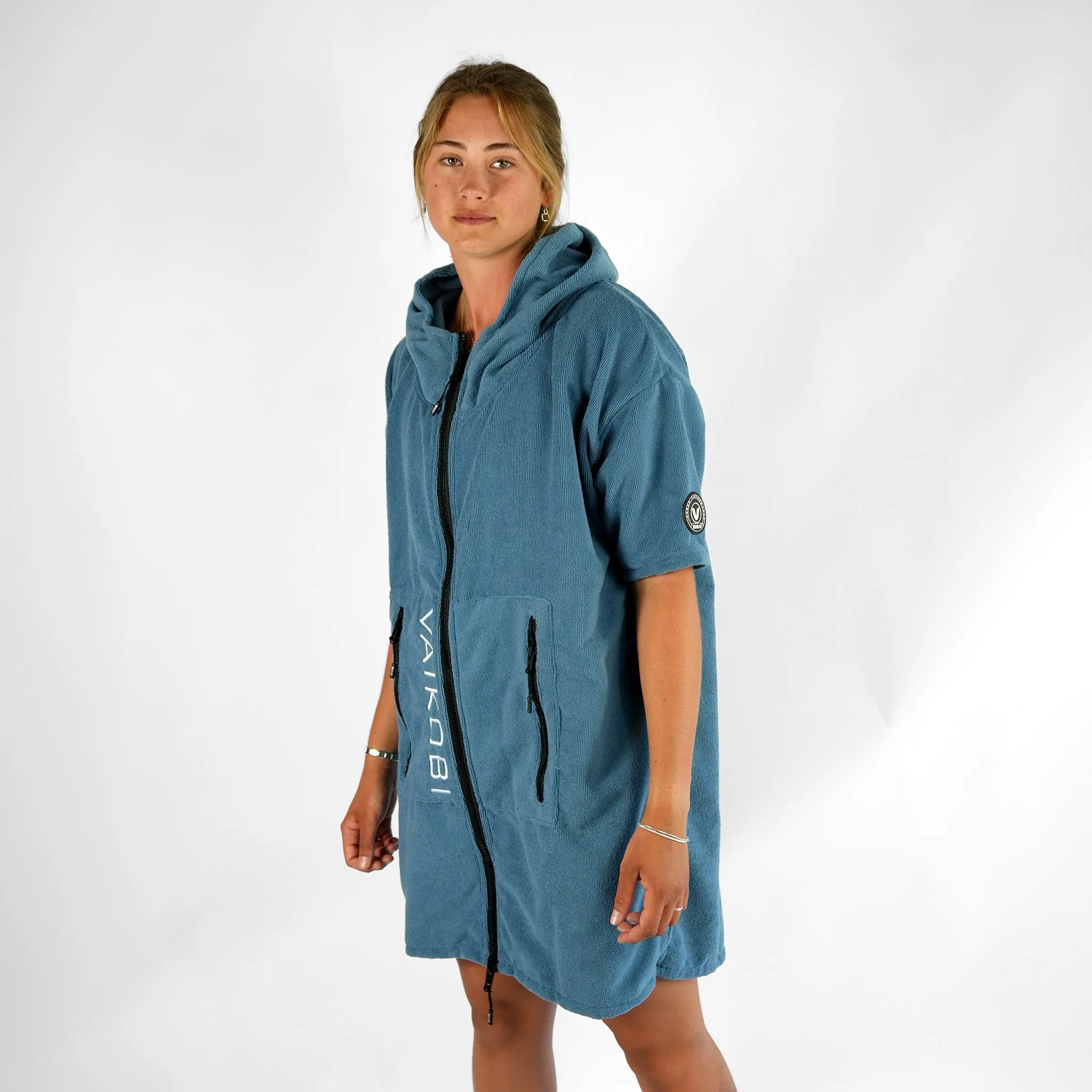 Full Zip Hooded Towel - Ocean Blue