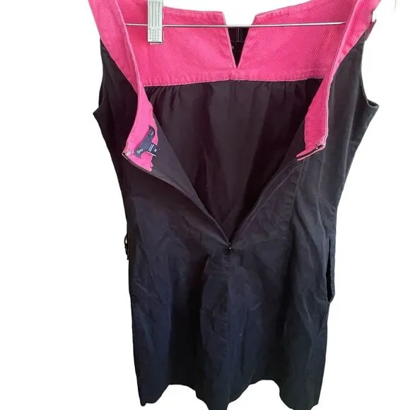 Gap Pink Black Sleeveless Scoop Neck Shift Textured Dress Women's Size XS Barbie